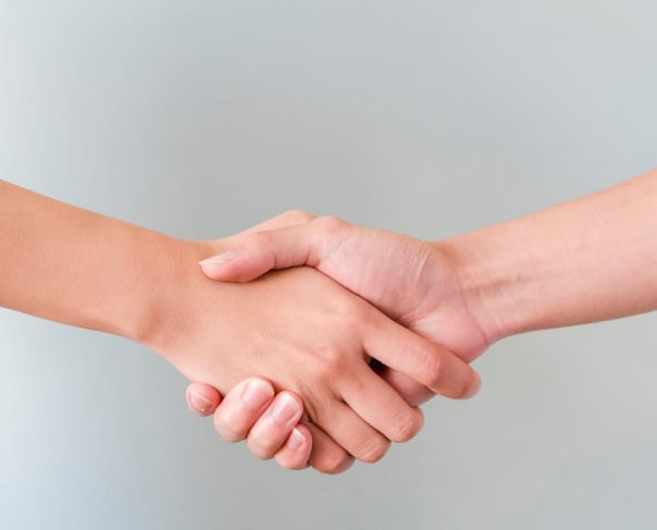 Due persone che si stringono la mano, a rappresentare una partnership con Alertify